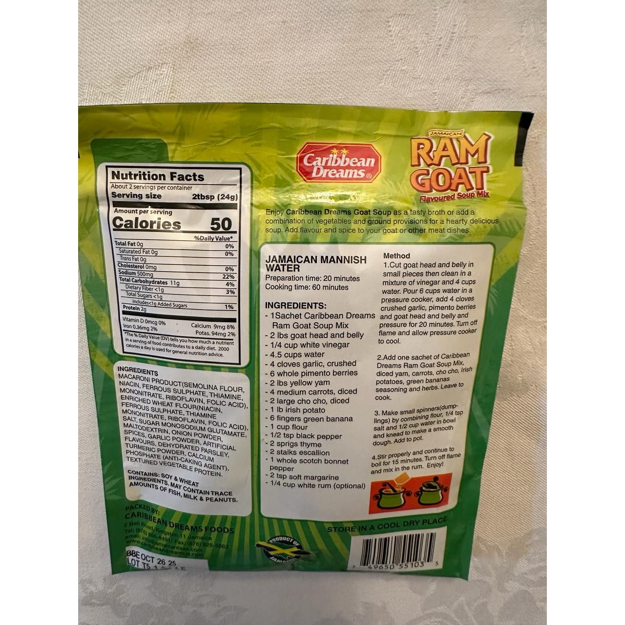 Caribbean Dreams Jamaica  Ram Goat flavoured soup mix